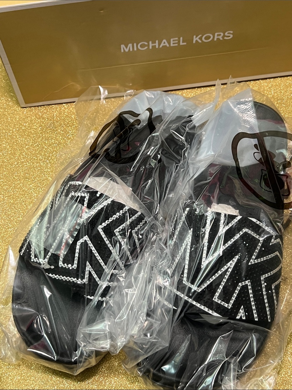 BNIB Michael Kors Gilmore Slide Suede with Rhinestones